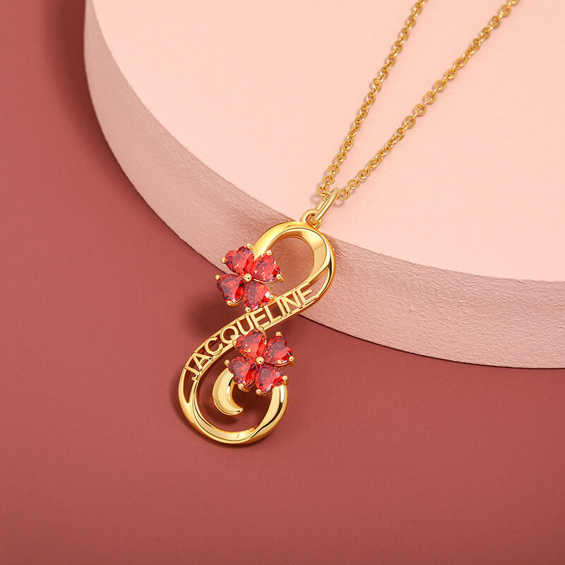 Jeulia Personalized Name Infinity Heart Birthstones Sterling Silver Necklace