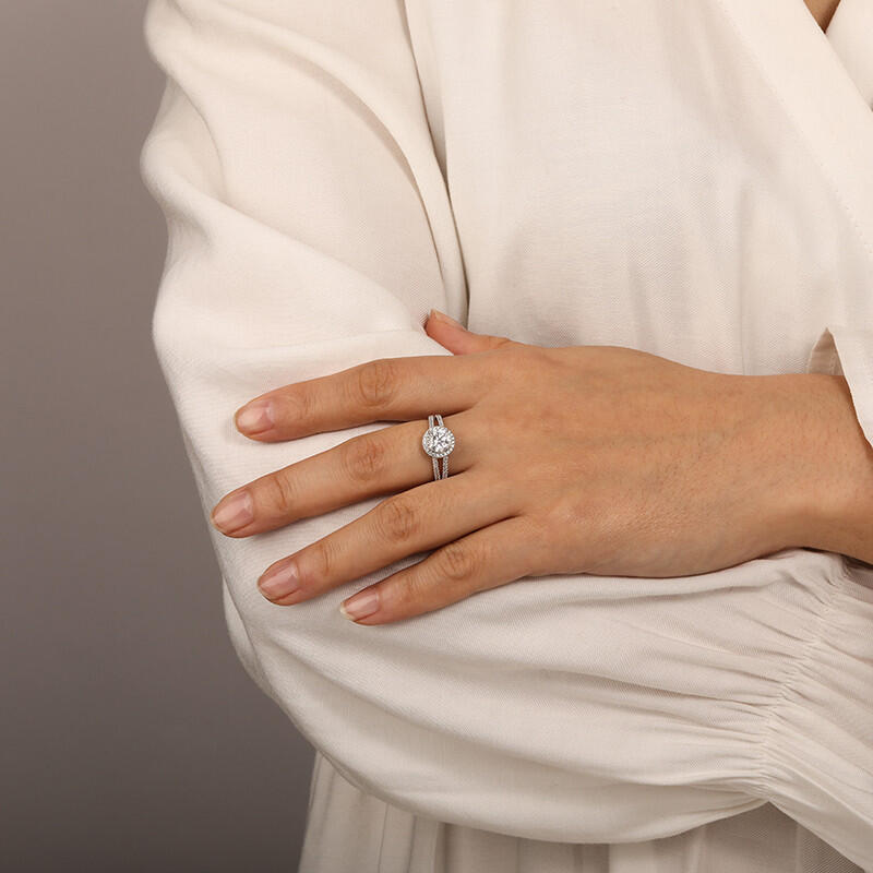 "My Queen Forever " Round Cut Halo Engagement Ring