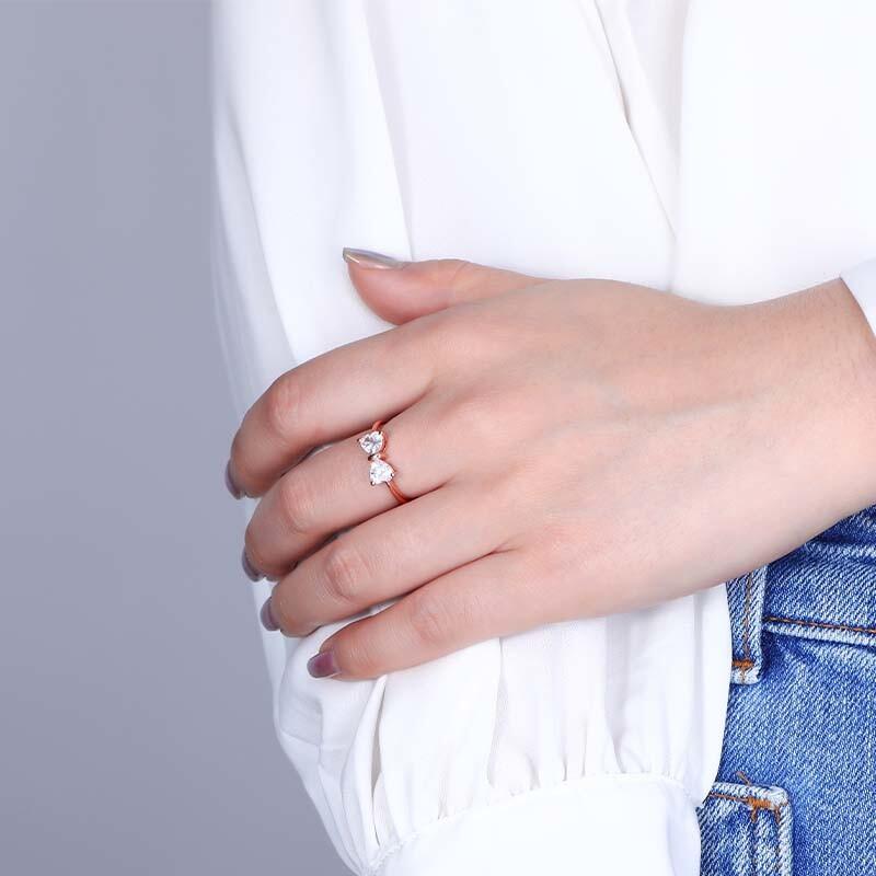 "Heart to Heart" Heart Cut Side Stone Engagement Ring