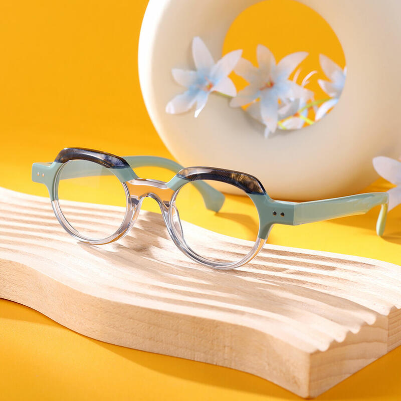 Flynn Round Green Glasses