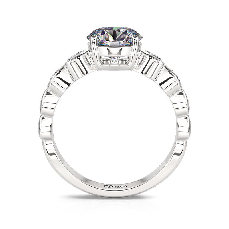 Jeulia Anel de Prata Esterlina com Corte Redondo