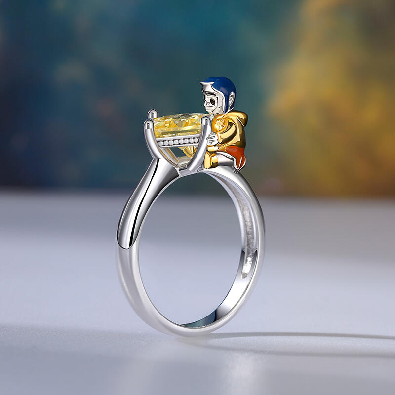 Jeulia Hug Me "Adventurous Girl" Princess Cut Sterling Silver Ring