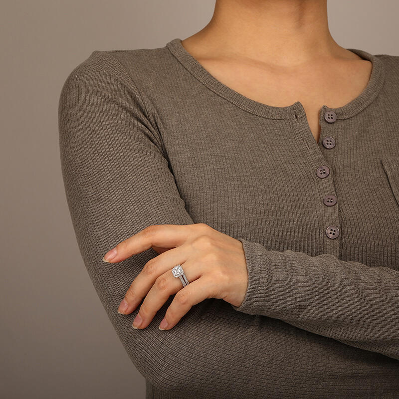 "My Yearning" Radiant Cut 2pcs Bridal Set