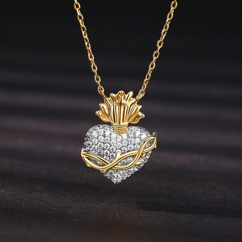 Jeulia "Heavenly Love" Sacred Heart Sterling Silver Necklace