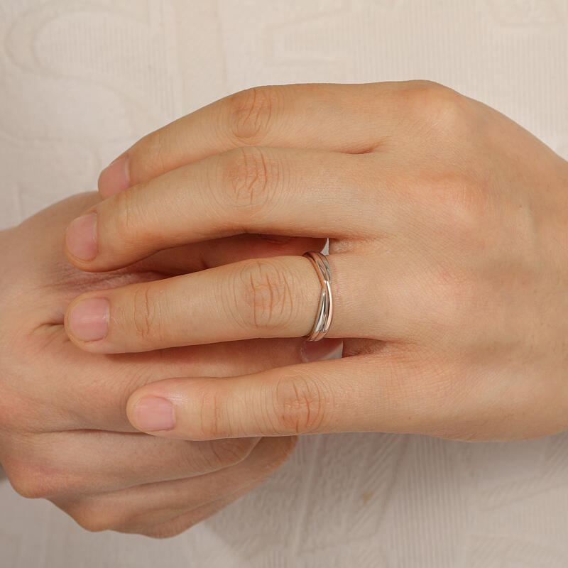 Jeulia Bague de Mariage Homme Minimaliste à Torsade Deux Tons