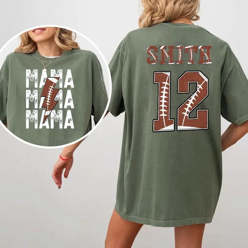 Camiseta lavada personalizada con diseño de fuente de elementos de fútbol personalizados, regalo atractivo para amantes del deporte.