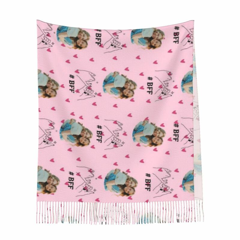 Individuell gestalteter Fotoschal mit Herzmotiv RRosa Schal Fernbeziehungsgeschenk für die beste Freundin