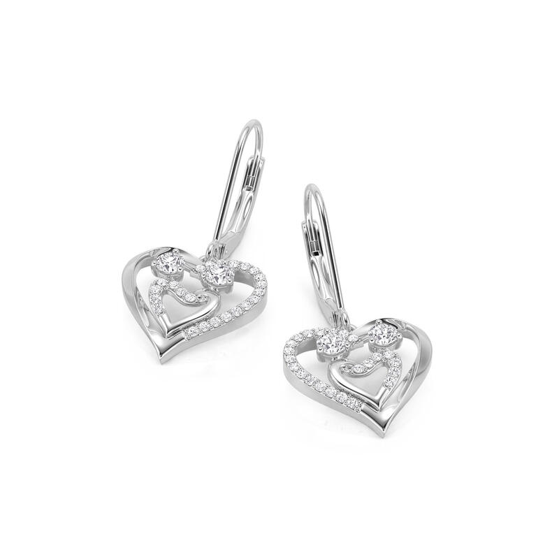 Jeulia Intertwined Double Heart Drop Earrings Sterling Silver