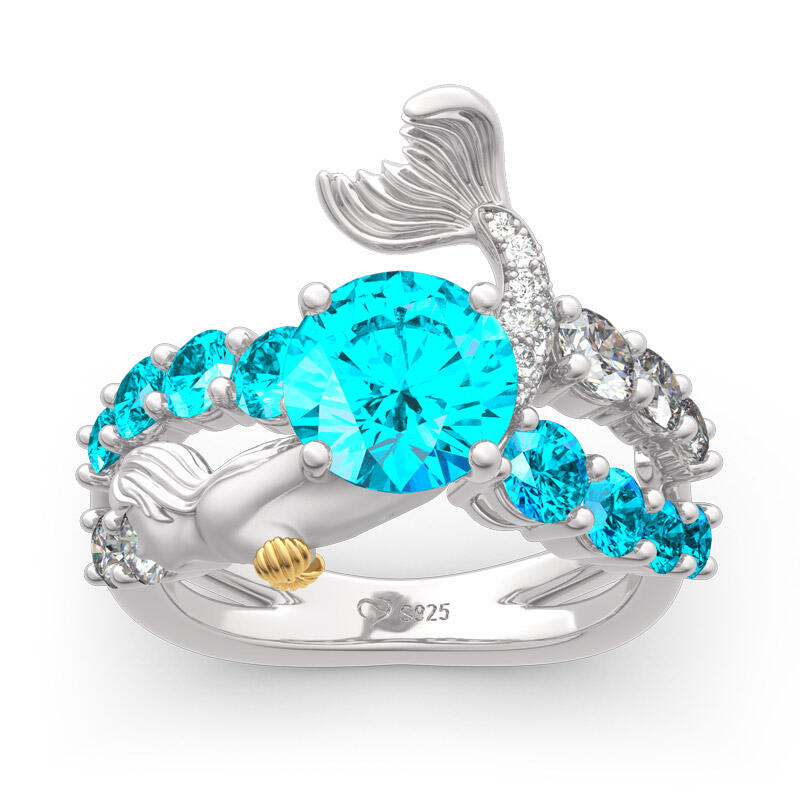 Jeulia "Goddess of the Sea" Sterling Silver Mermaid Ring
