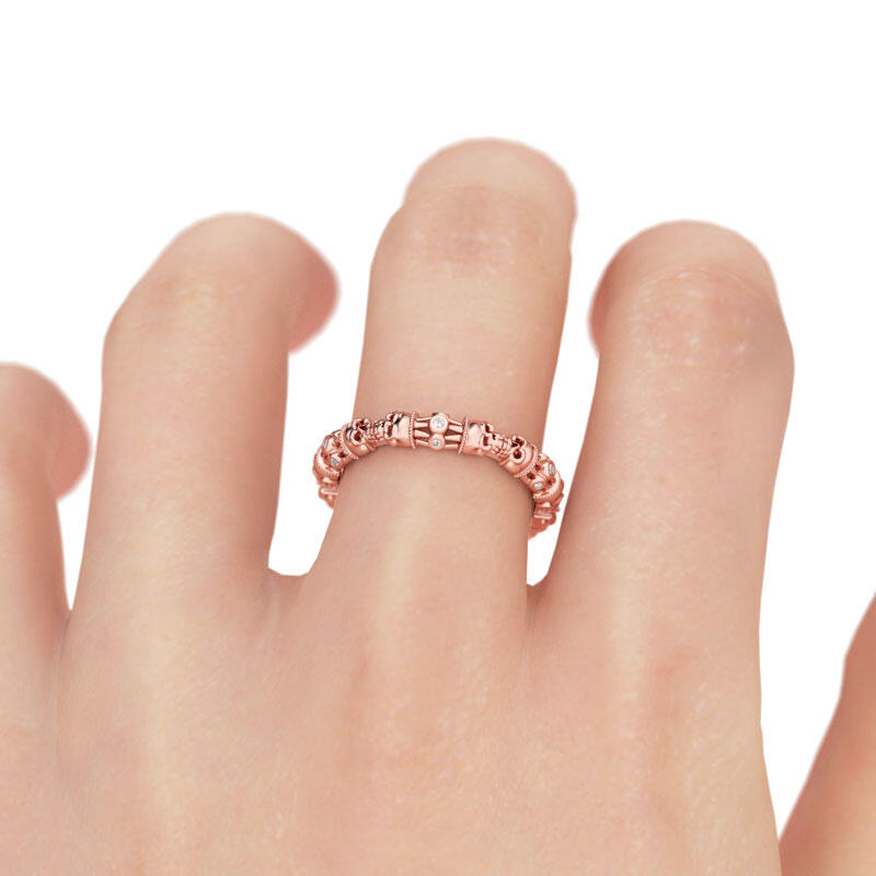 Jeulia Anillo Con Tono Rosa Dorado De Caravera De Talla Redonda En Plata De Ley