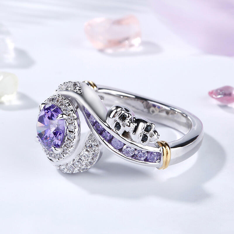 Jeulia スターリングシルバー ヘイロー ドクロ リング