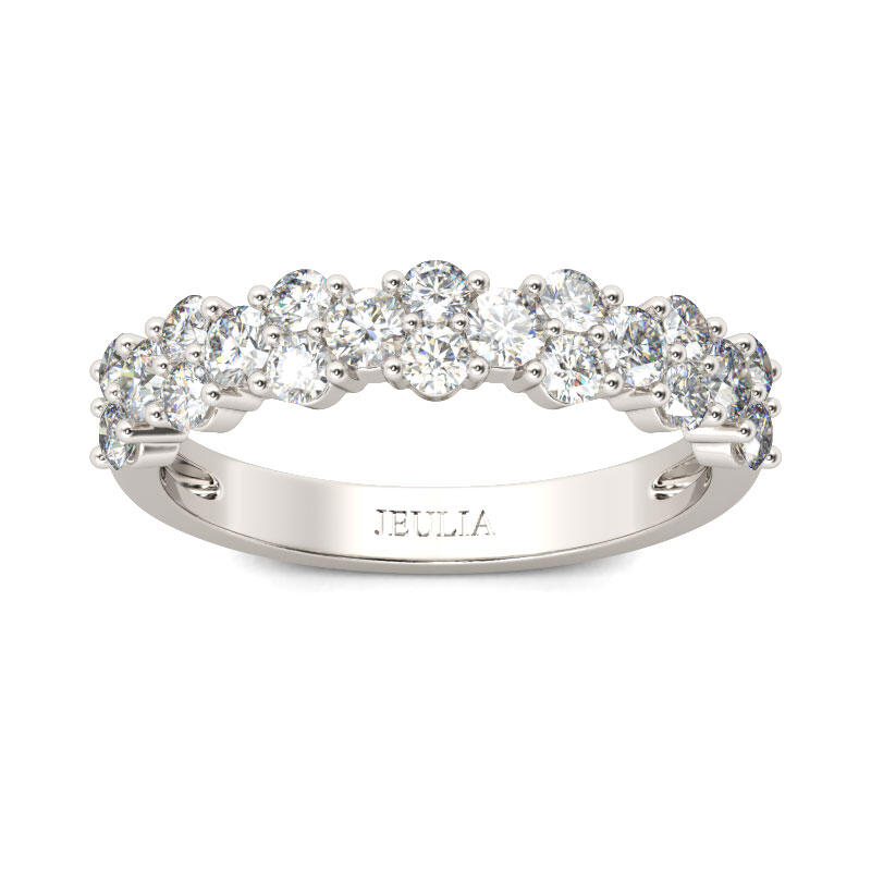 Jeulia Dainty Round Cut Sterling Silver Women's Band