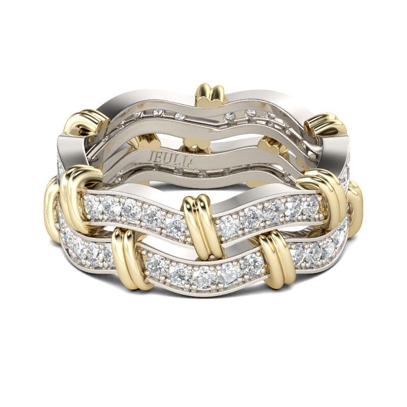 Jeulia Knot Round Cut Sterling Silver Women's Band