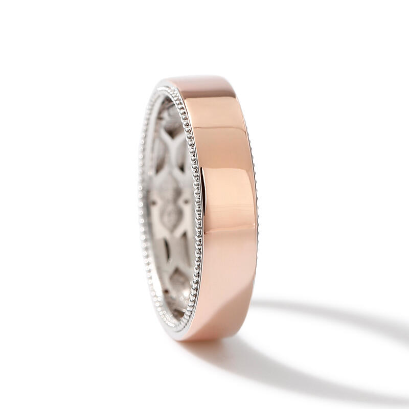 Jeulia Anillo de plata esterlina tallado en dos tonos de flores y hojas para hombre