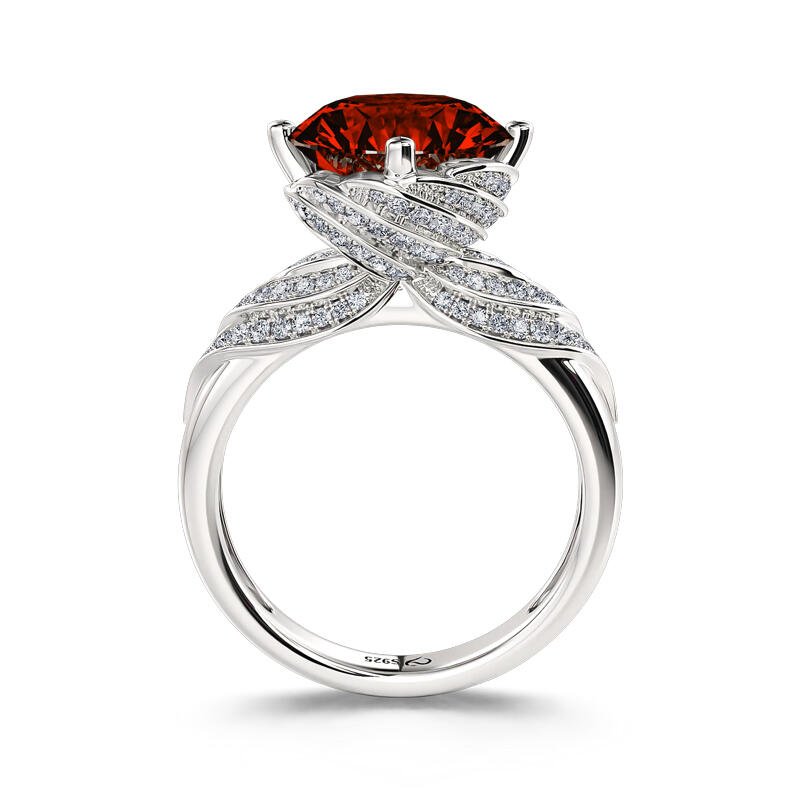 Jeulia "Beauty and Majesty" Eagle Round Cut Sterling Silver Ring