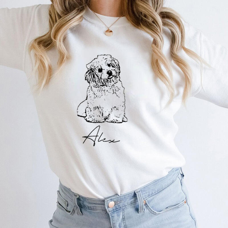 Sweat personnalisé avec croquis d'animal de compagnie pour maman aimant les animaux de compagnie