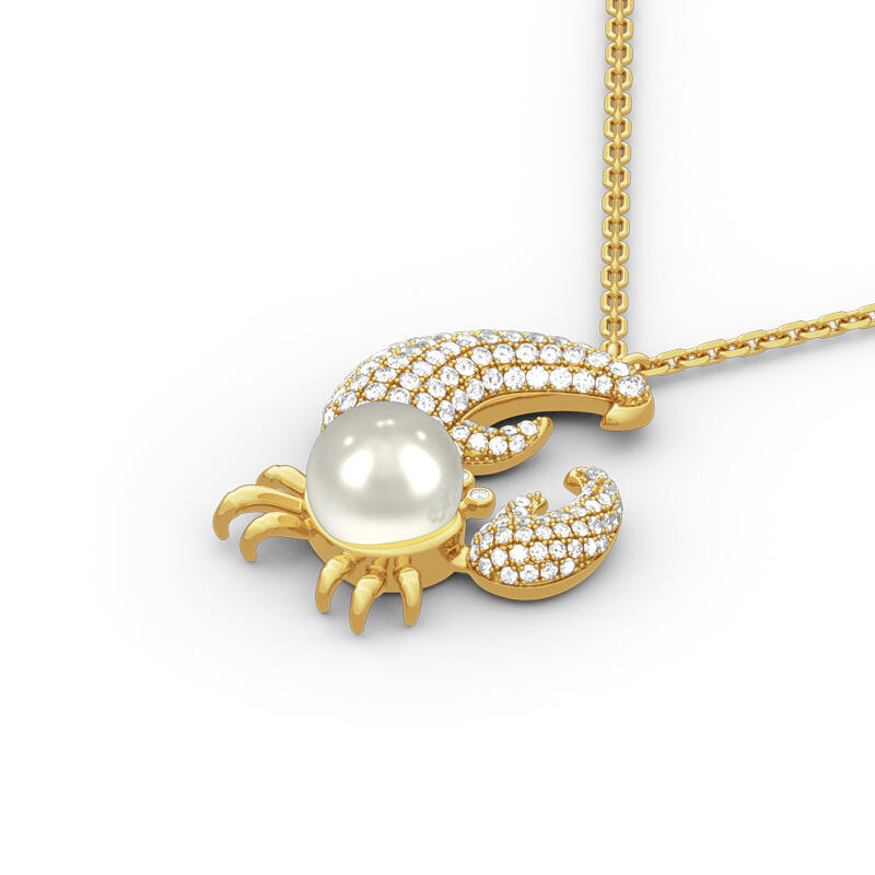 Jeulia Colgante Cangrejo De Cono Oro Con Perla De Plata Esterlina