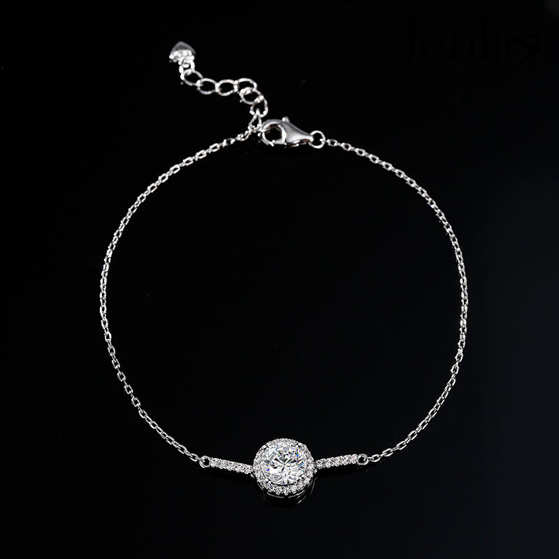 Jeulia Pulsera 10K/14K/18K oro de fina y simple con corte redondo