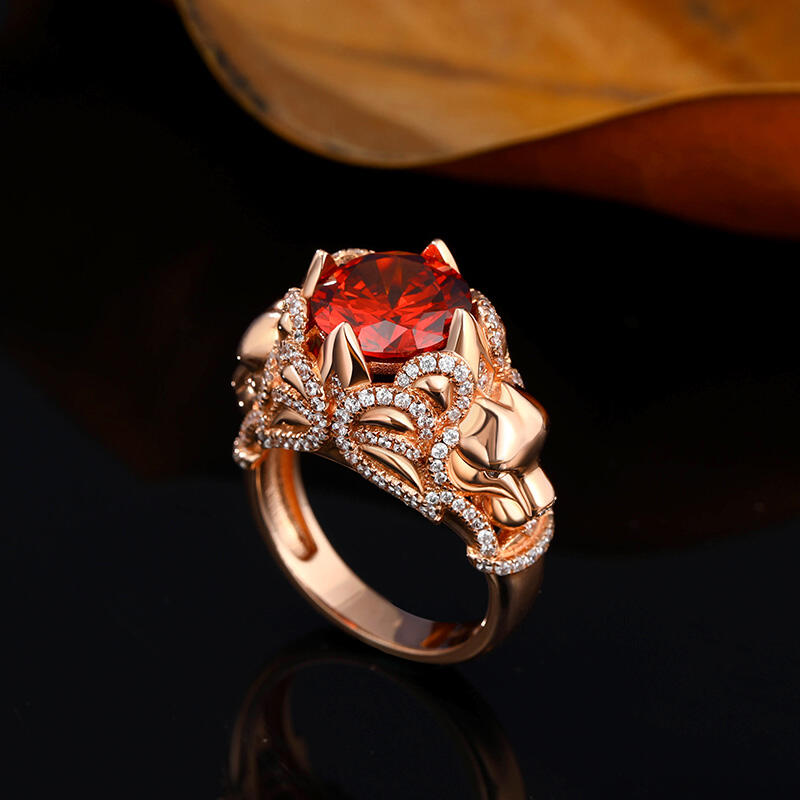 Jeulia "King of Beasts" Lion Round Cut Sterling Silver Ring