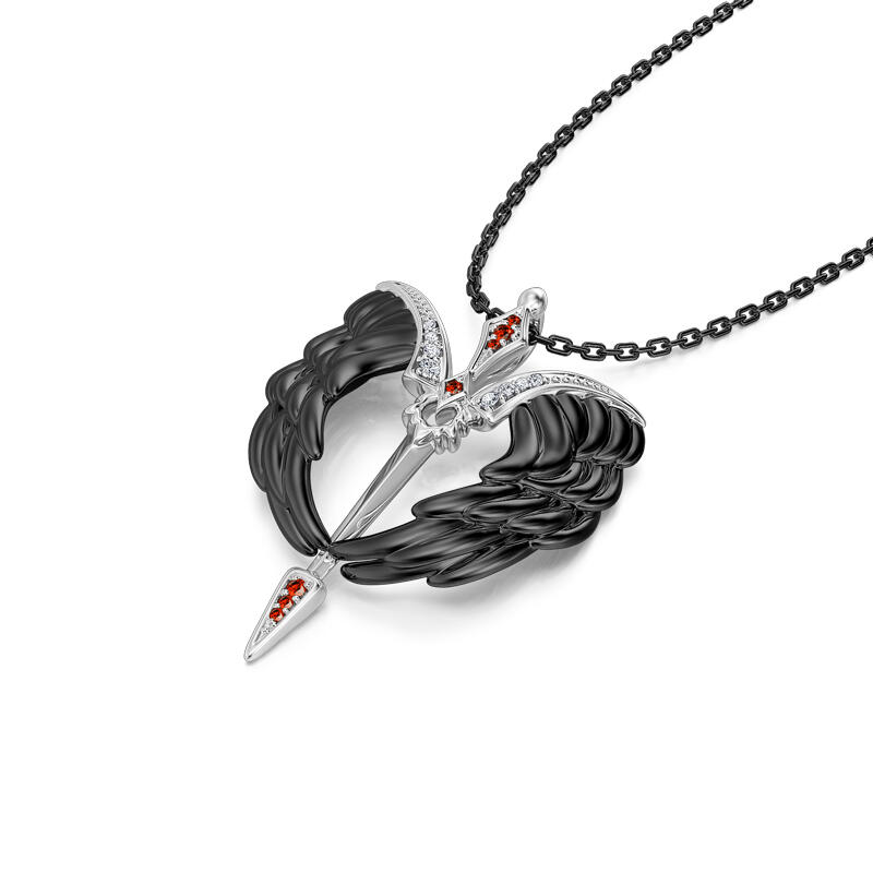 Jeulia Collar de Plata de Ley con Diseño de Alas Negras Estilo Halloween