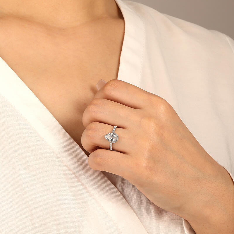 "With You by My Side" 1ct Pear Cut Halo Engagement Ring