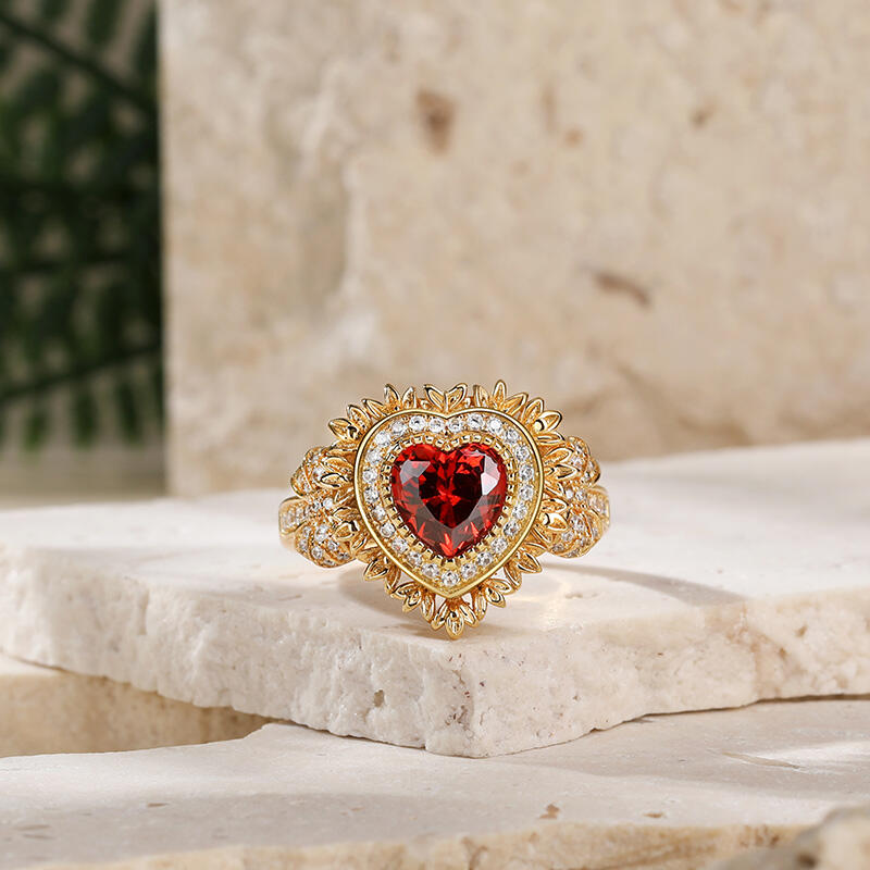 Jeulia "Radiant Love" Halo Heart Cut Sterling Silver Ring