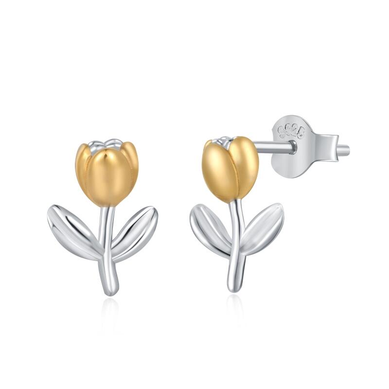 Jeulia Pendientes para Mujer de Plata de Ley con Forma de Tulipán