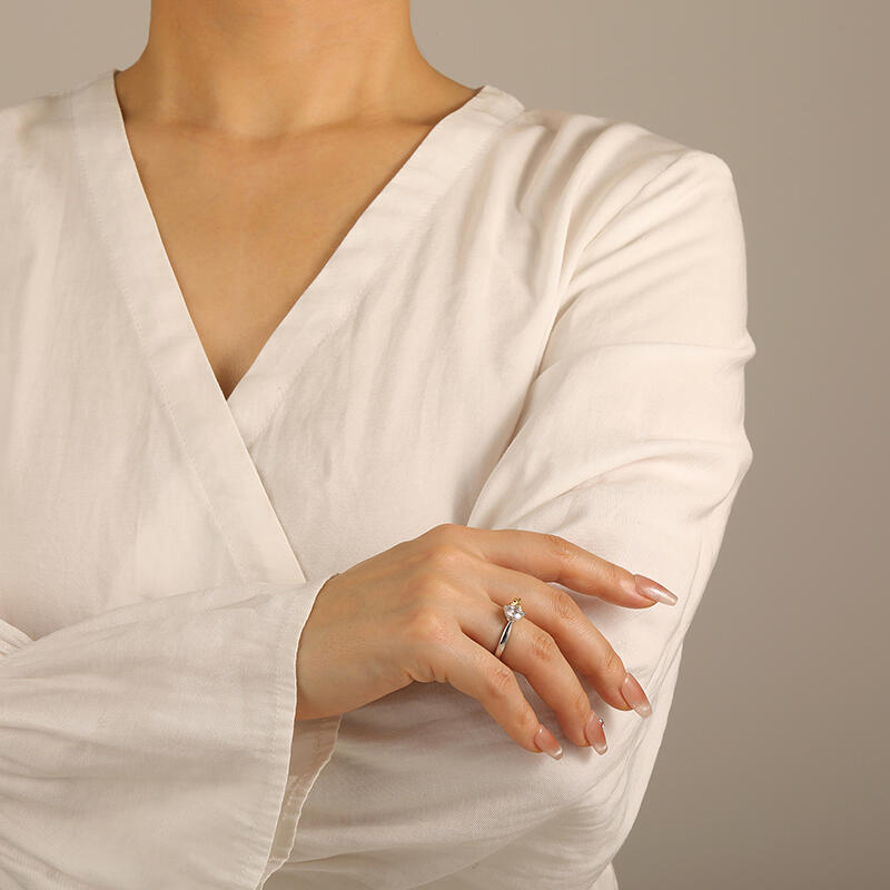 "Hug Me Tightly" Round Cut Side Stone Engagement Ring