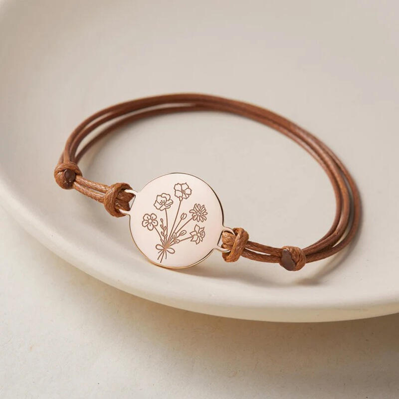 Personalized Birthday Flower Bracelet Warm Mother's Day Gift