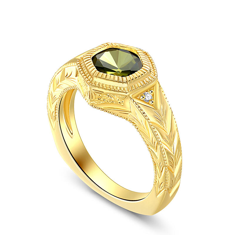 Jeulia Engagement Ring Roung Cut Sterling Silver Gold Tone