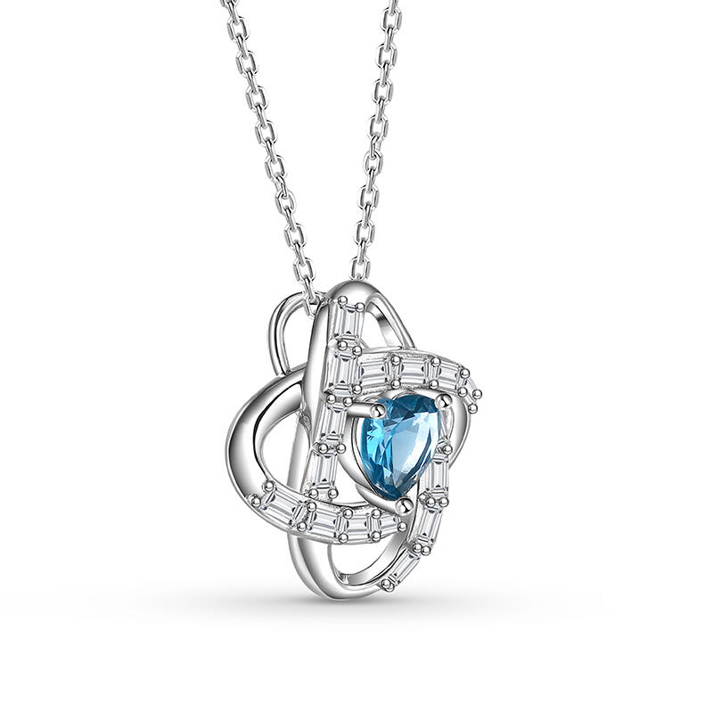 Jeulia Love Knot Custom Birthstone Necklace Sterling Silver