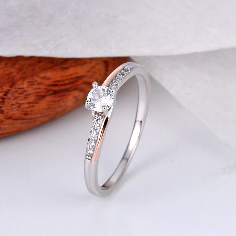 Jeulia Anillo de Promesa de Dos Tonos en Plata Esterlina