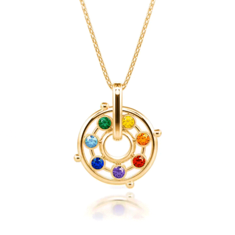 Jeulia Cool Rotatable Energy Healing Chakra Necklace Sterling Silver