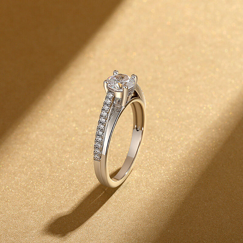 Jeulia Anillo de Compromiso Solitario Personalizado de Plata Esterlina