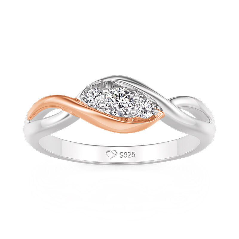 Jeulia Two Tone Custom Three Stone Ring with Birthstone