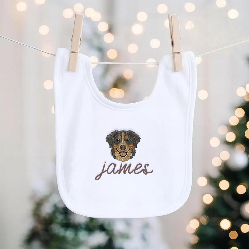 Babero de bebé bordado con imagen personalizada y nombre personalizado, bonito regalo para niño