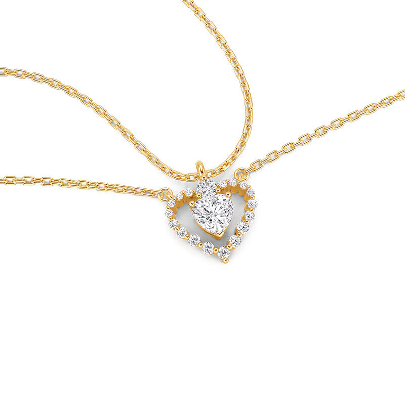 Jeulia Split Heart Friendship Necklace Set Sterling Silver