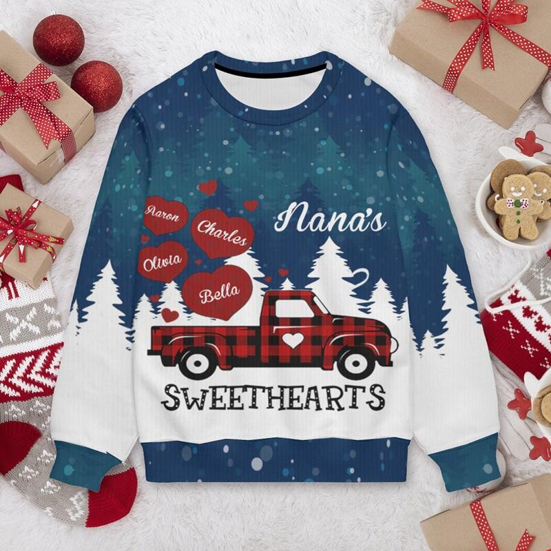 Maglione brutto personalizzato unisex con nome personalizzato dei bambini regalo di Natale caloroso per la sua famiglia