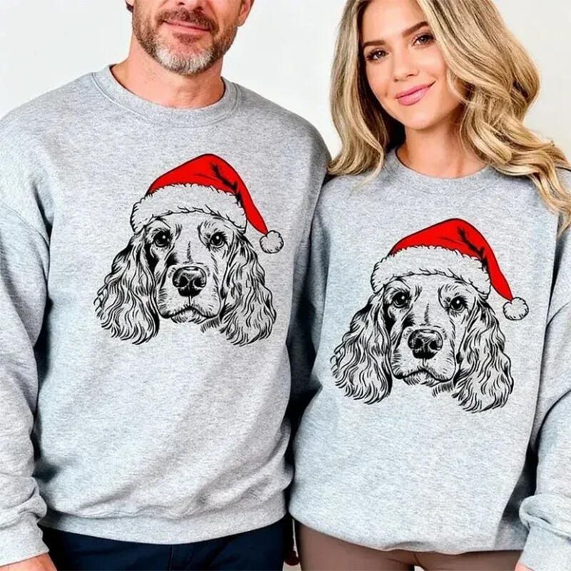 Personalized Sweatshirt Custom Photo Santa Hat Design Perfect Christmas Gift for Pet Lovers