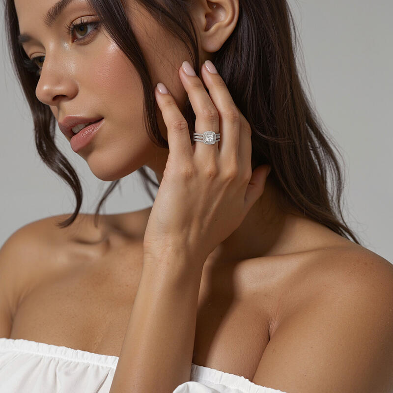 "Swear To Me" Cushion Cut Bridal Set