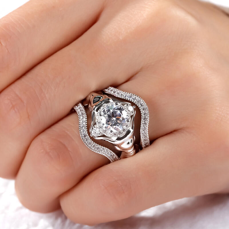 Jeulia 3PC Round Cut Sterling Silver Elephant Ring