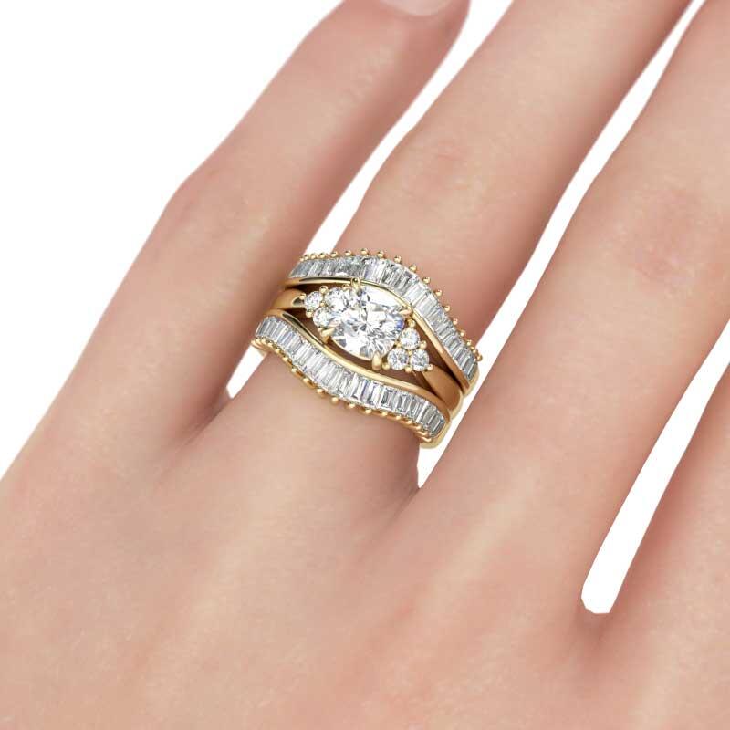 Jeulia Terno De Anillos Con Tono Oro De Talla Cojín En Plata De Ley