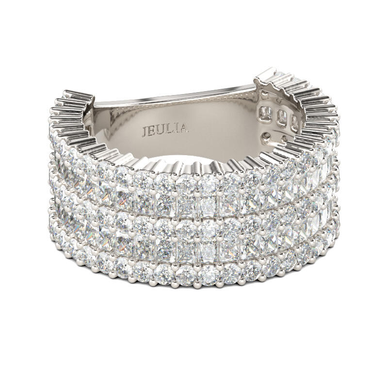 Jeulia Wide Radiant Cut Sterling Silver Women's Band