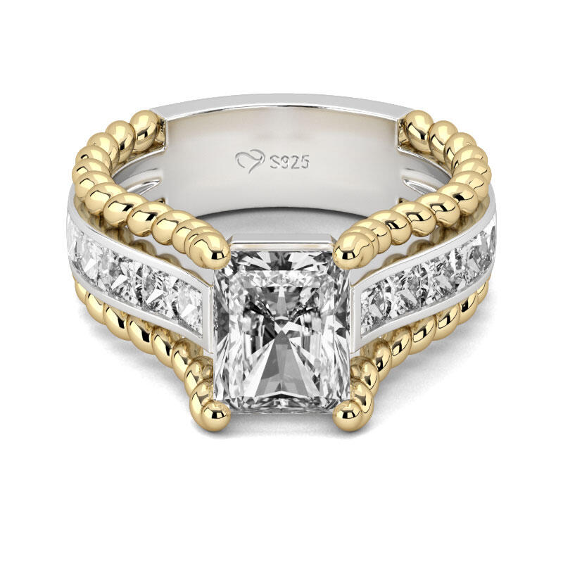 Jeulia Two Tone Radiant Cut Sterling Silver Ring