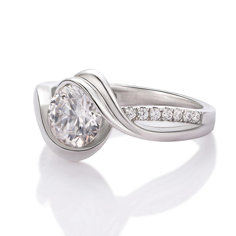 Jeulia Split Shank Round Cut Sterling Silver Ring