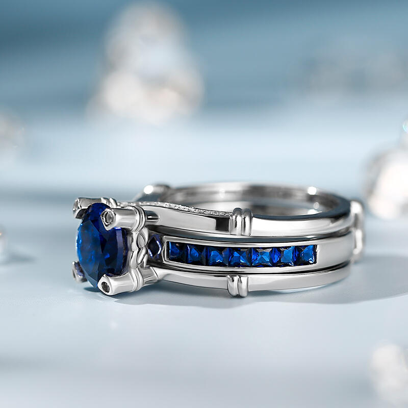 Jeulia Knot Round Cut Sterling Silver Interchangeable Ring Set