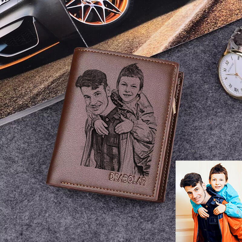 Graviertes Bild Brieftasche Herren Trifold Vertikale Brieftasche