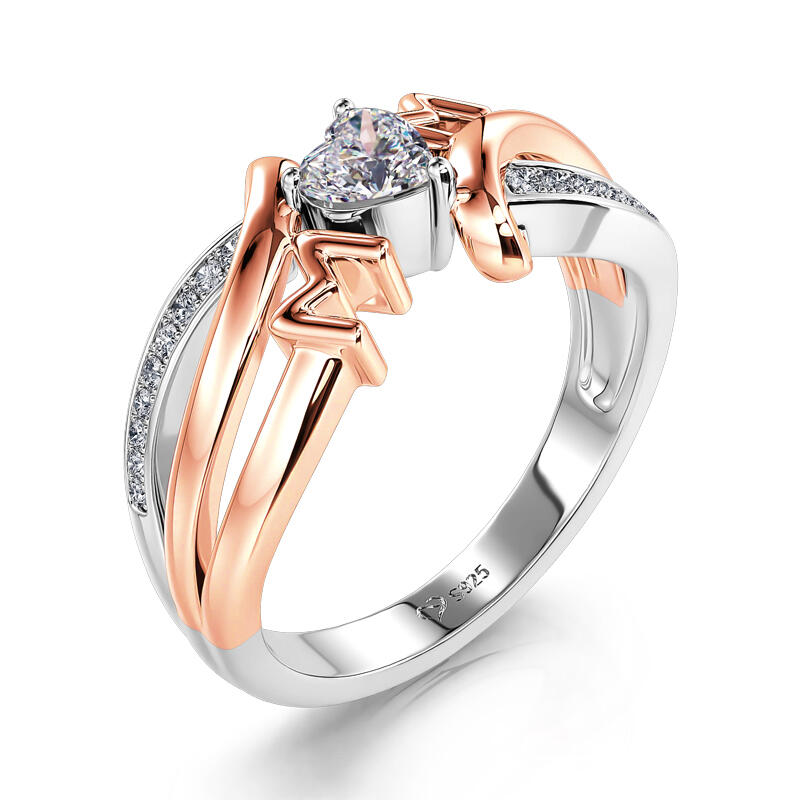 Jeulia Anillo para madre de plata de ley para mujer corte corazón