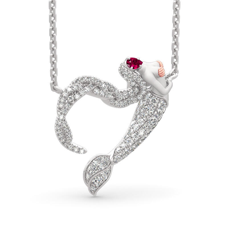 "Ocean's Light" sjöjungfrun gåva halsband i sterlingsilver för alla hjärtans dag