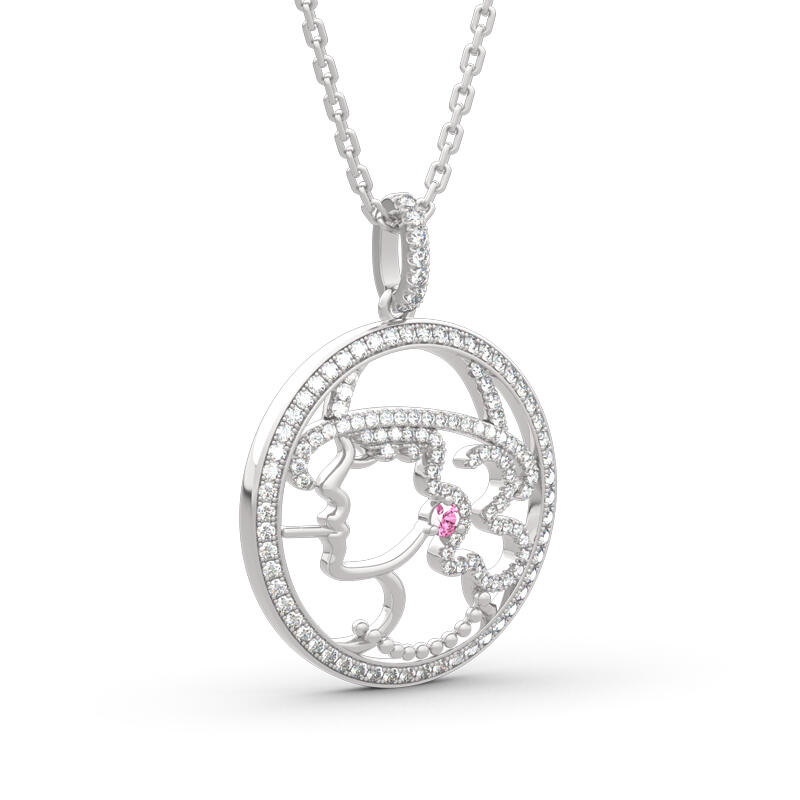 Jeulia "Once Upon A Time" Young Lady Design Sterling Silver Necklace